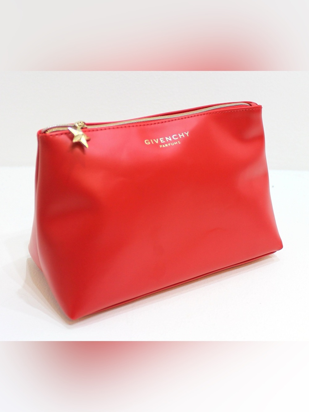 Givenchy Parfums red trapezium cosmetic pouch NWOT